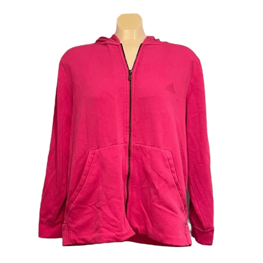 🍄 Adidas Pink Zip-Up Hoodie, Size 2XL